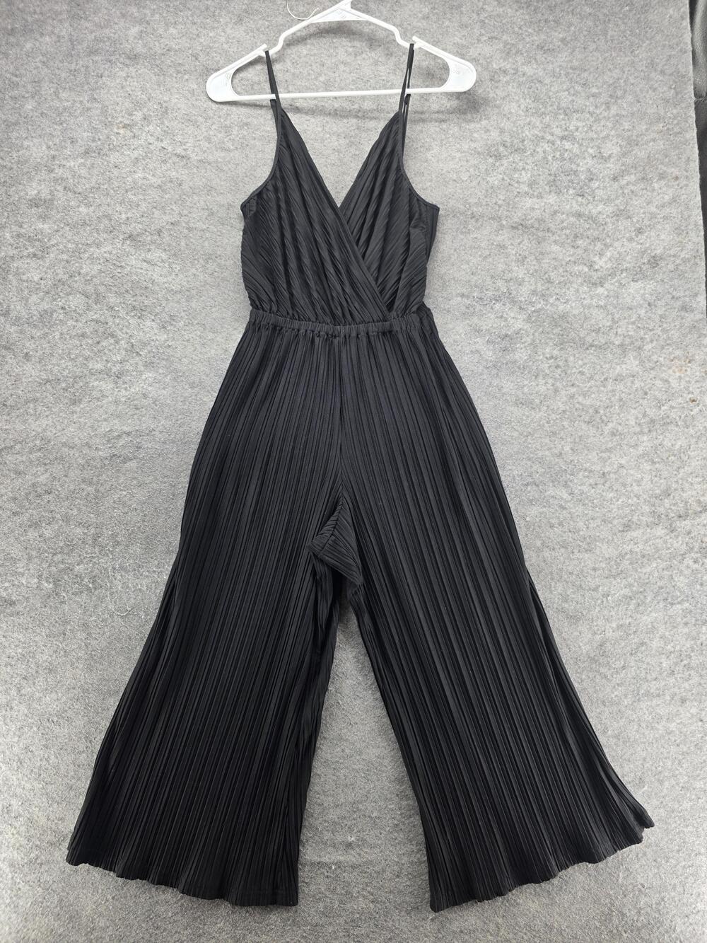 Cupcakes And Cashmere Jumpsuit Womens S Black Sleeveless Wide Leg Pleated Jersey